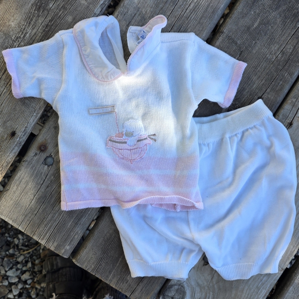 Duckie Sailboat Kids Set in Light Pink and White